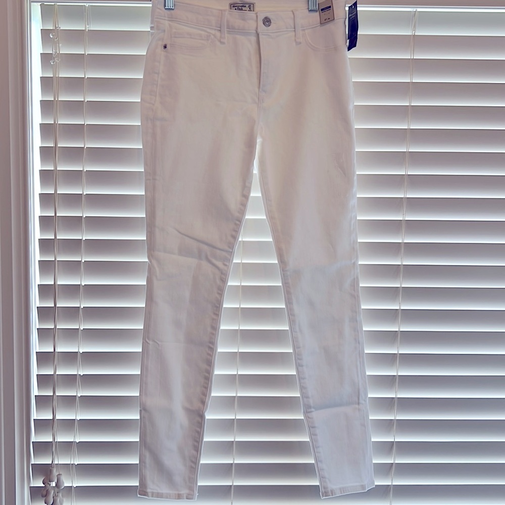 Abercrombie & Fitch ladies white skinny denim jeans size 4 27 NWT